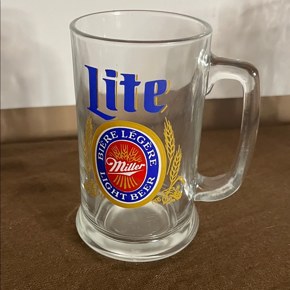 😄Vintage Miller light beer LITE glass stein